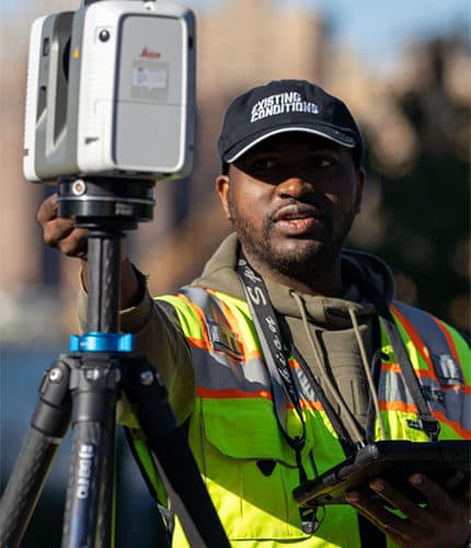 Terrestrial 3D laser scanner capturing a facility in Nigeria