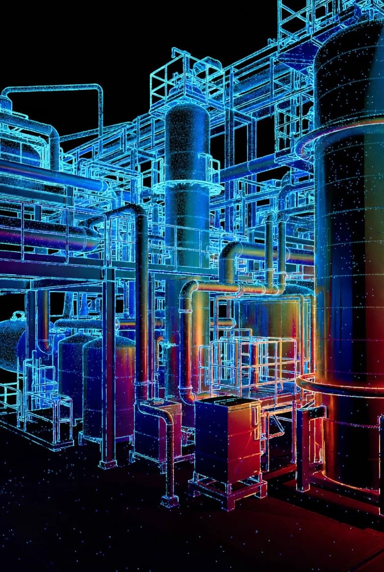 Processed point cloud of an industrial facility